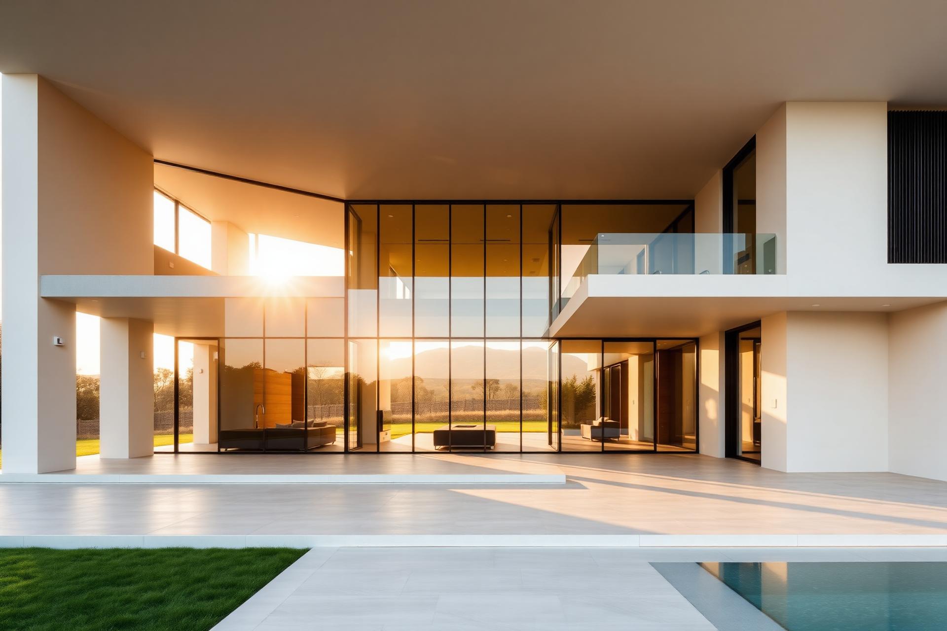 Villa contemporaine baignée par la lumière du couchant